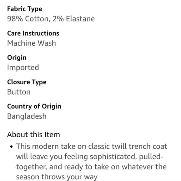 NWT Daily/Ritual Stretch Twill Trench Coat-Sweet Corn - Picture 14 of 14